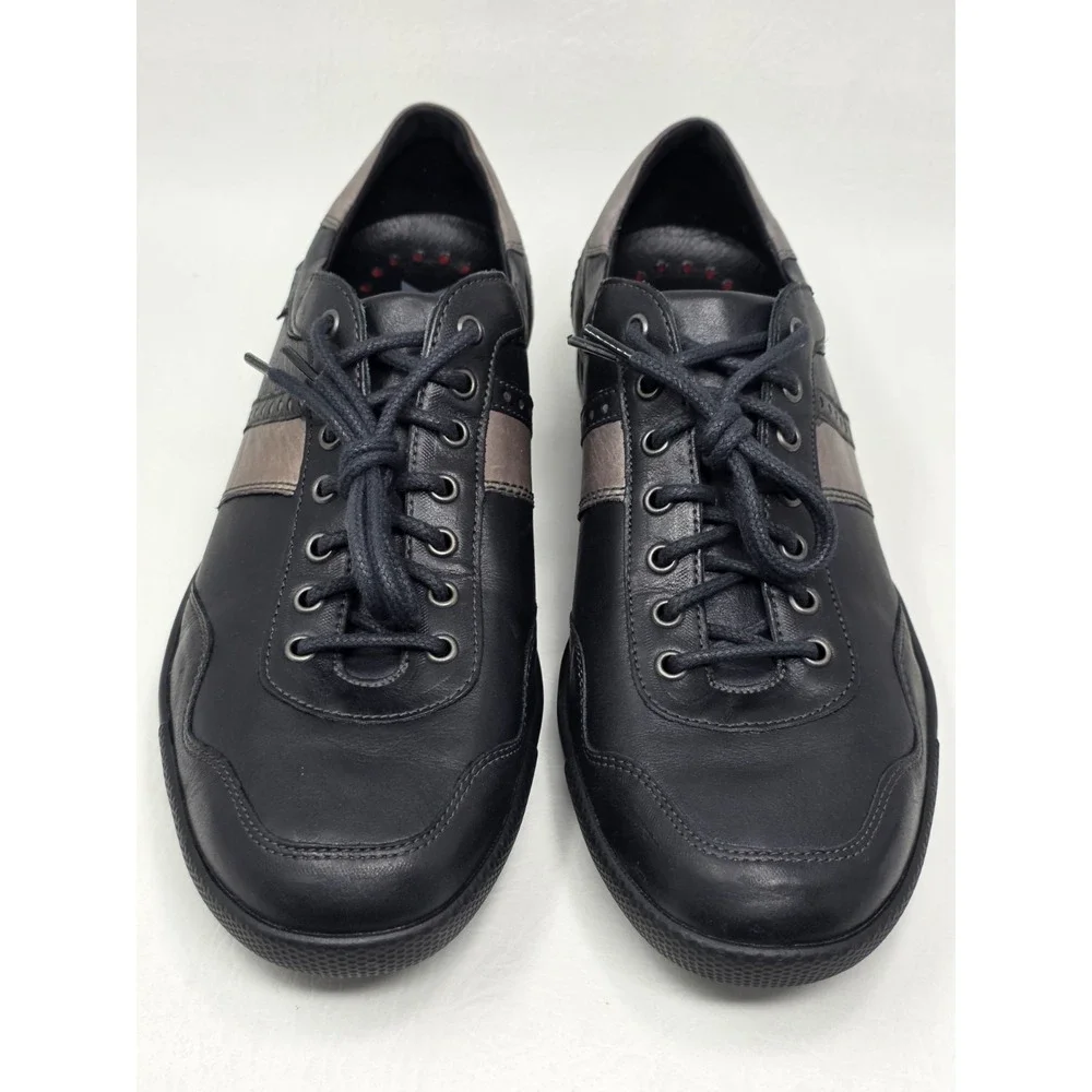 Mephisto Bonito Sneakers Mens Size 8 Leather Black & Tan Walking Casual Comfort